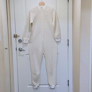 GUC Sears M Vintage White Fuzzy Jumpsuit Long Johns